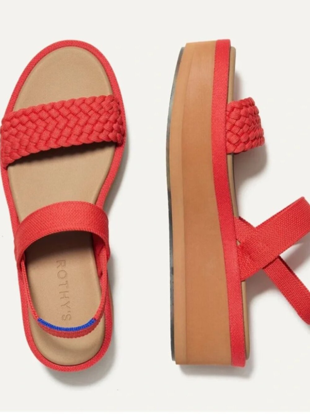 Rothy's - The Lightweight Wedge Sandals in "Red Hot Woven" - Women's 7